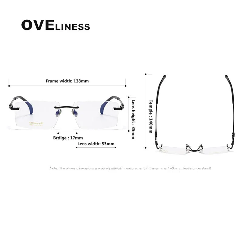 Oveliness Unisex Rimless Square Titanium Eyeglasses 80841