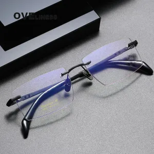 Oveliness Unisex Rimless Square Titanium Eyeglasses 80841