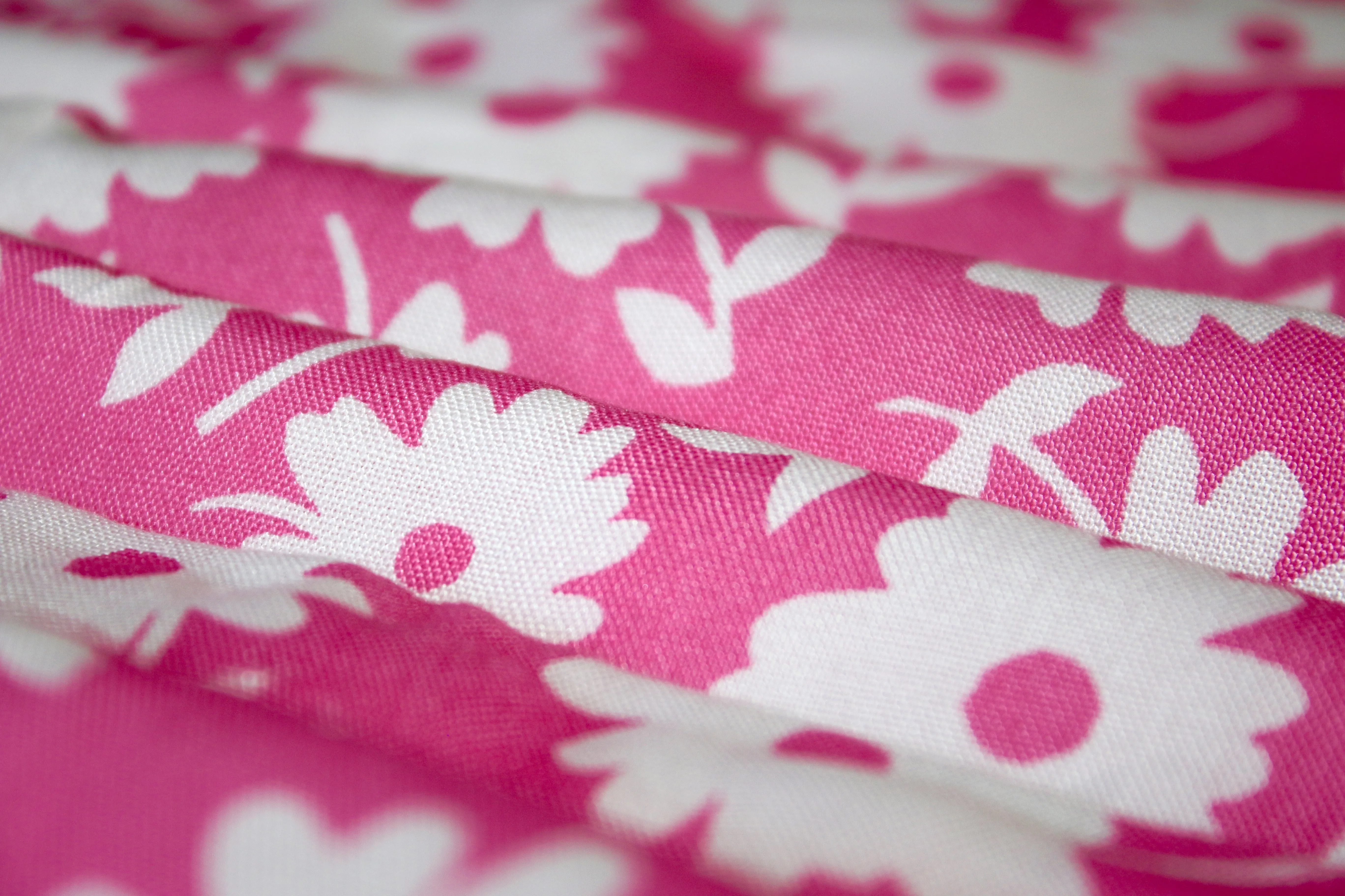 Pink Floral Design Pure Viscose Rayon Fabric