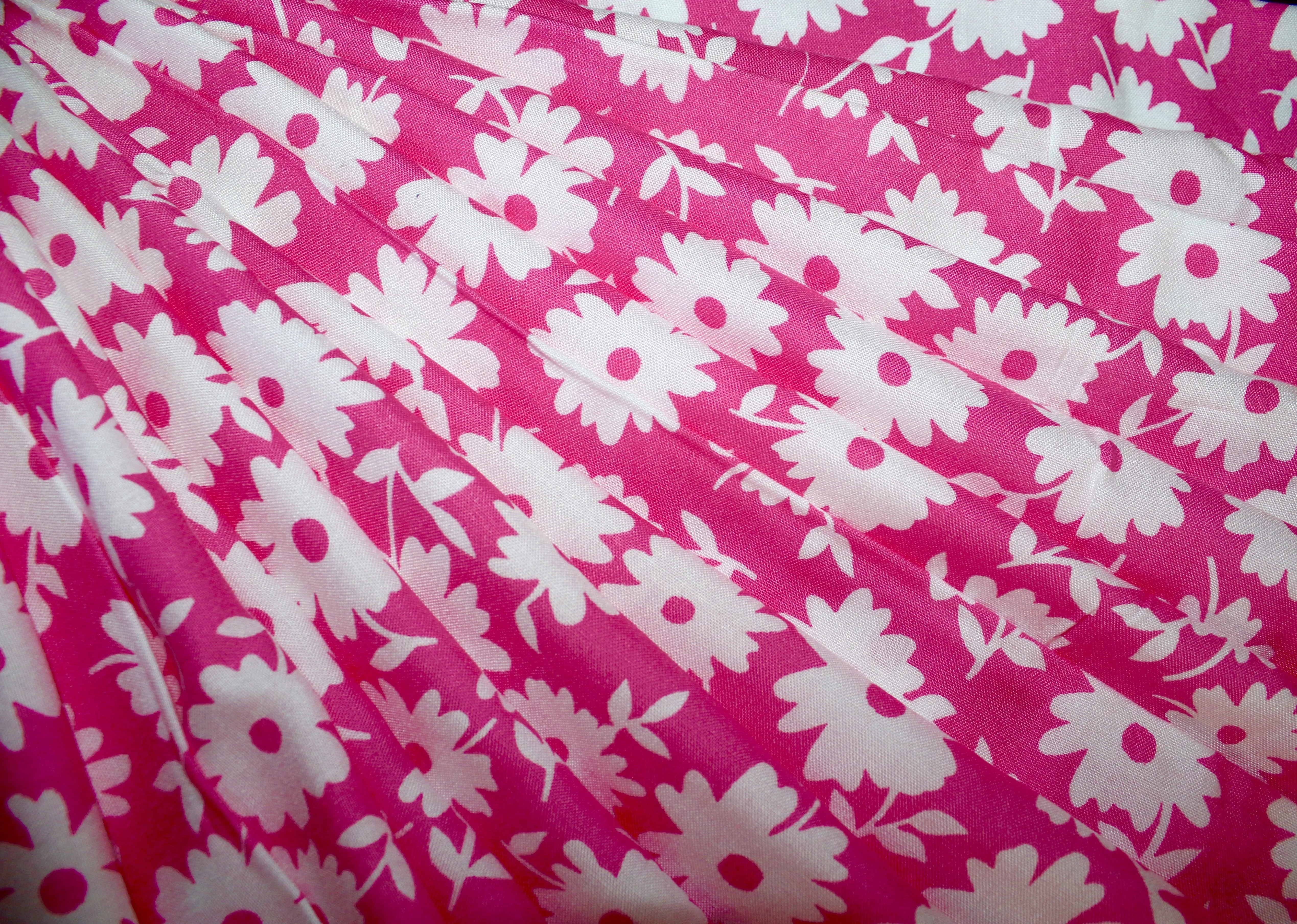 Pink Floral Design Pure Viscose Rayon Fabric