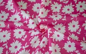 Pink Floral Design Pure Viscose Rayon Fabric