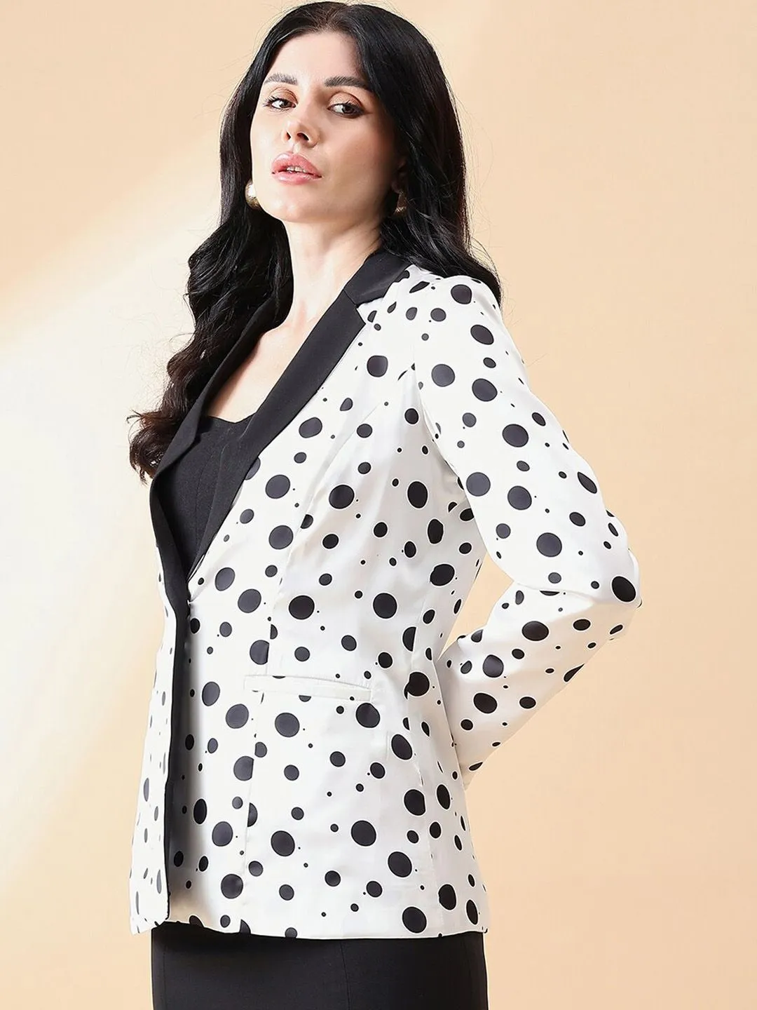 Polka Dot Blazer - Black and White