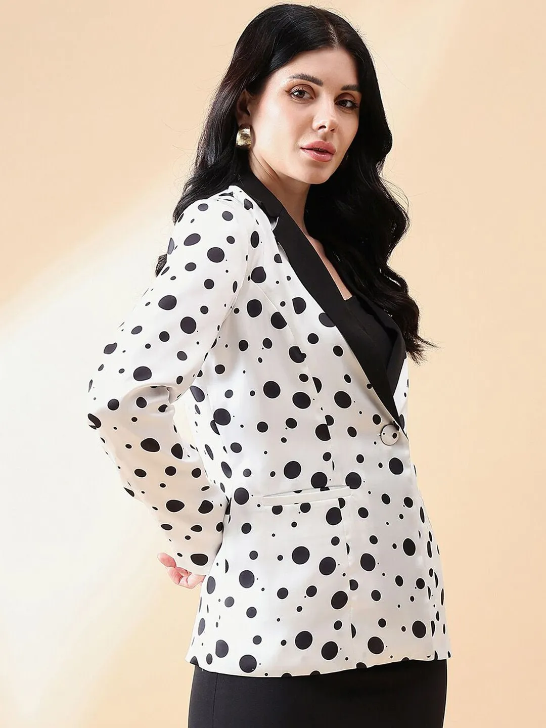 Polka Dot Blazer - Black and White