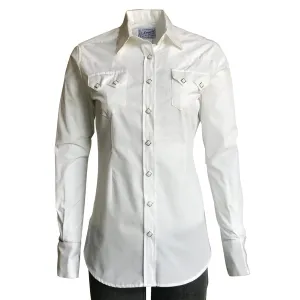 Rockmount Womens Solid White 100% Cotton Classic Western L/S Shirt