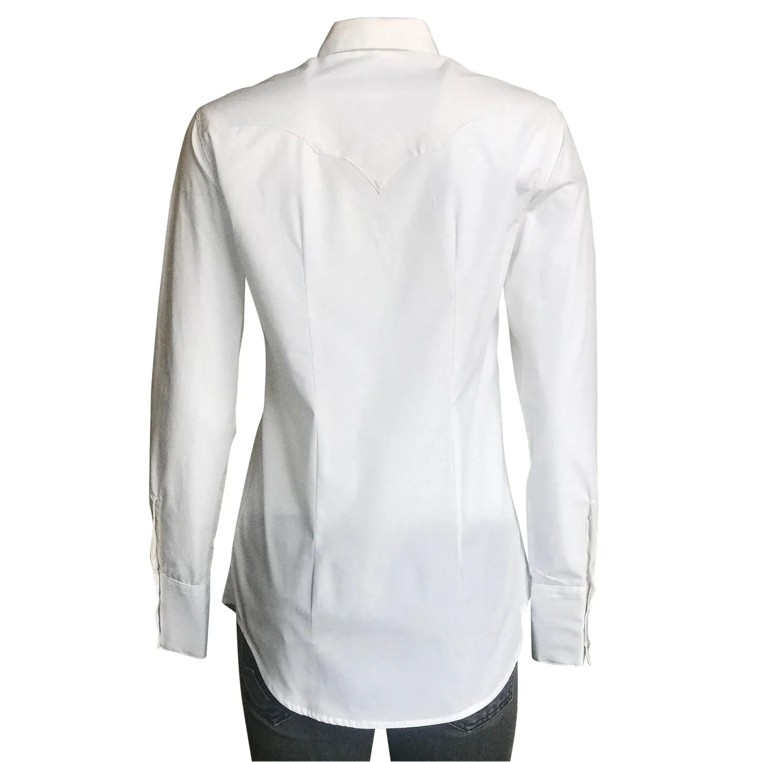 Rockmount Womens Solid White 100% Cotton Classic Western L/S Shirt