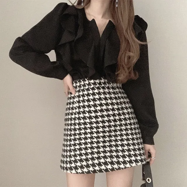 Ruffled Collar Long Sleeve Shirt