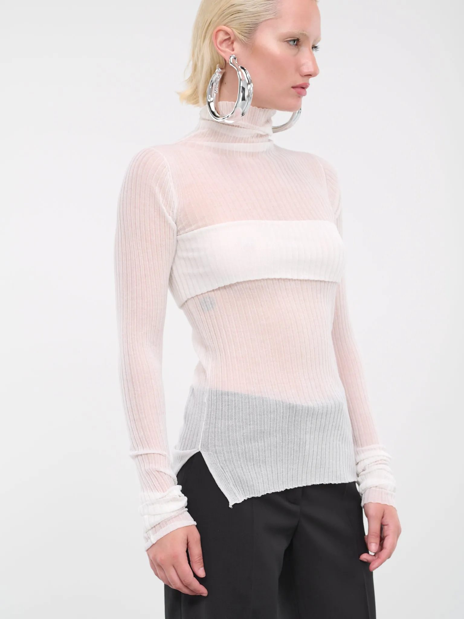 Sheer Knit Top (Q725KU-OFF-WHITE)