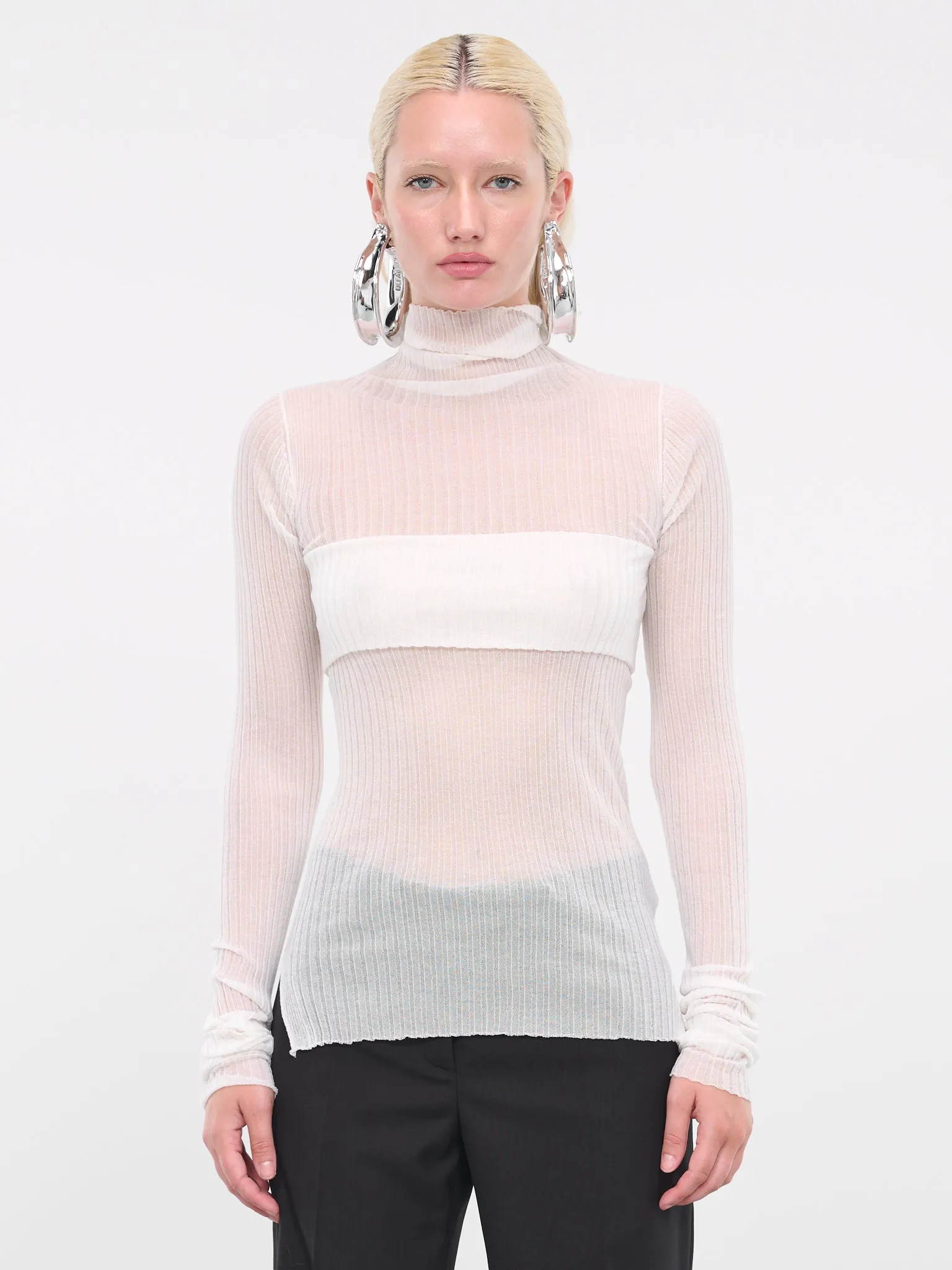 Sheer Knit Top (Q725KU-OFF-WHITE)