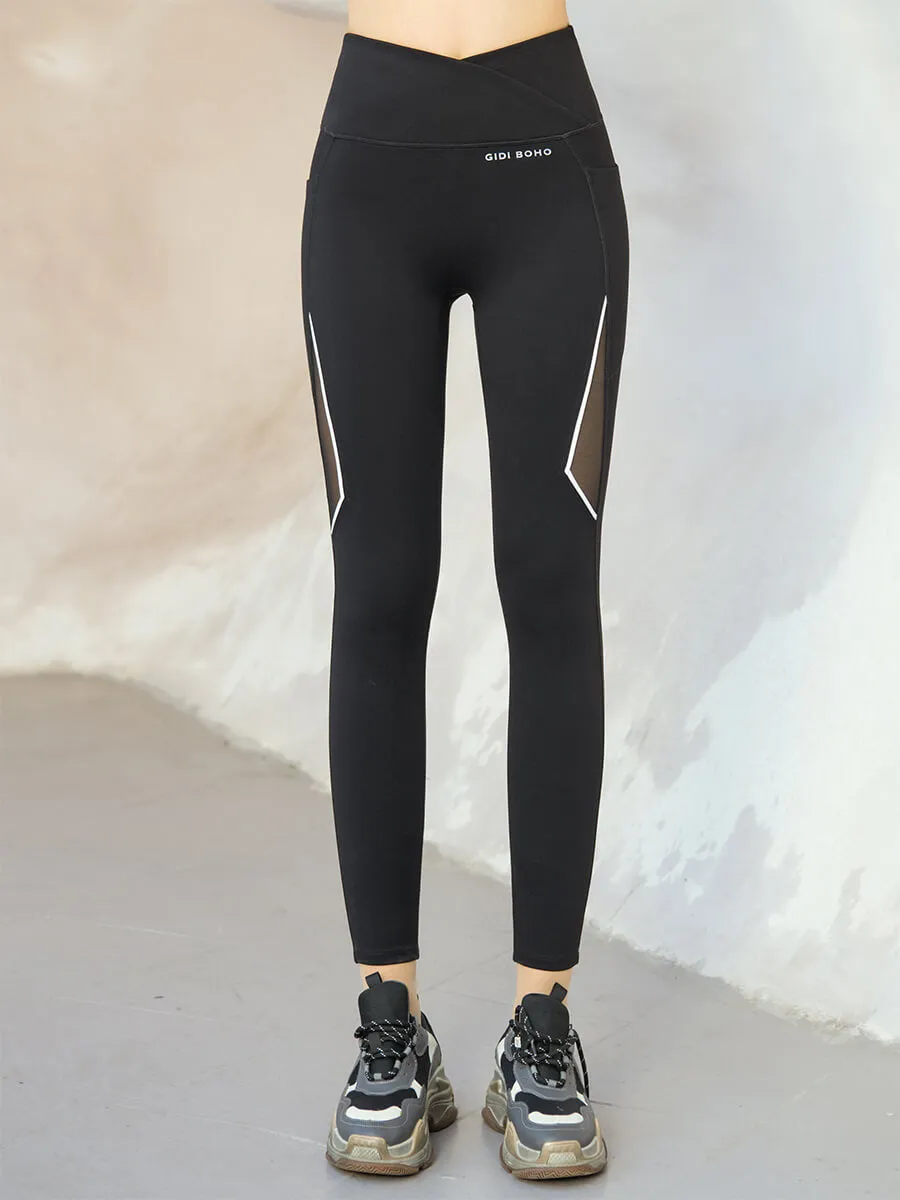 Side Breathable Mesh High Waisted Leggings