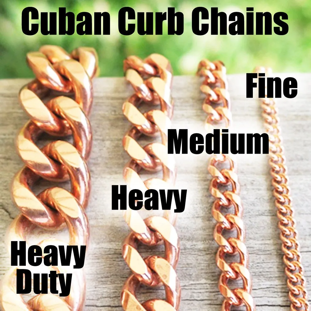 Solid Copper Cuban Curb Chain Necklace 24 Inches NC72 Copper 5mm Curb Chain Necklace 24 Inch Long Chain