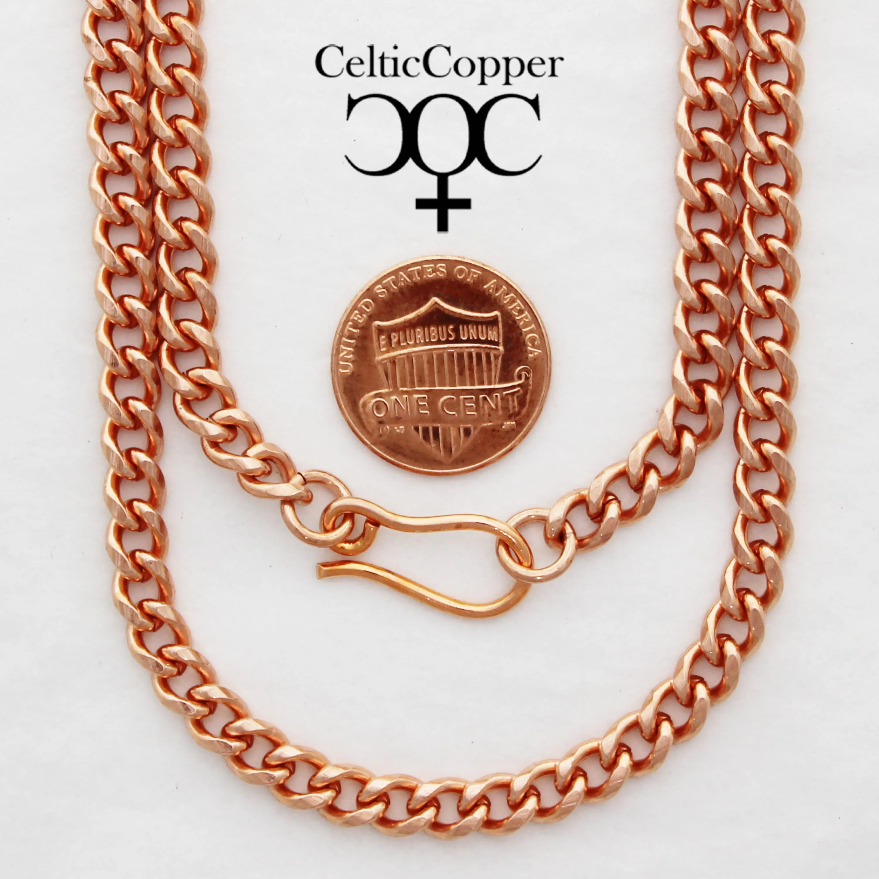 Solid Copper Cuban Curb Chain Necklace 24 Inches NC72 Copper 5mm Curb Chain Necklace 24 Inch Long Chain