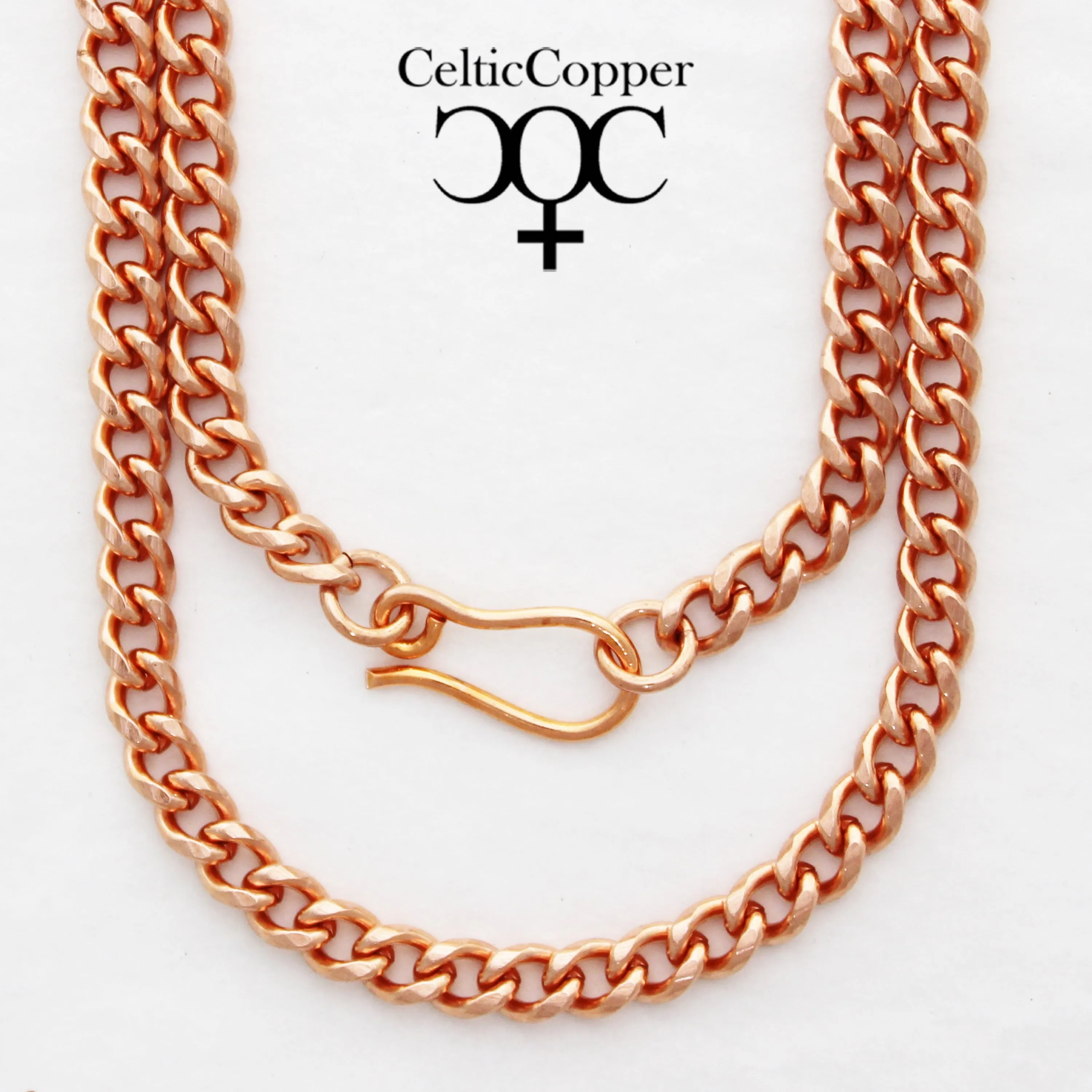 Solid Copper Cuban Curb Chain Necklace 24 Inches NC72 Copper 5mm Curb Chain Necklace 24 Inch Long Chain