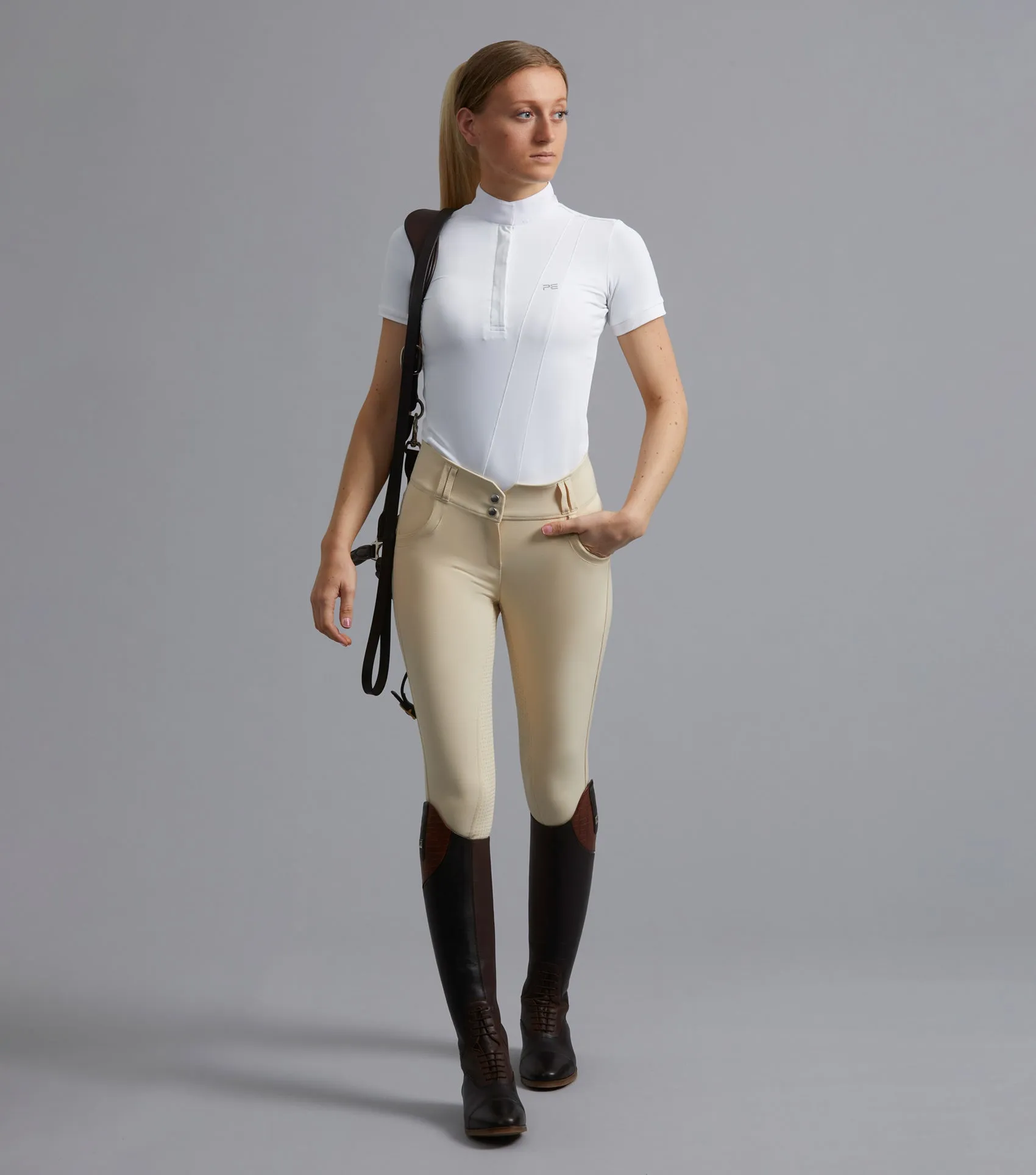 Sophia Ladies Full Seat High Waist Competition Riding Breeches Vanilla