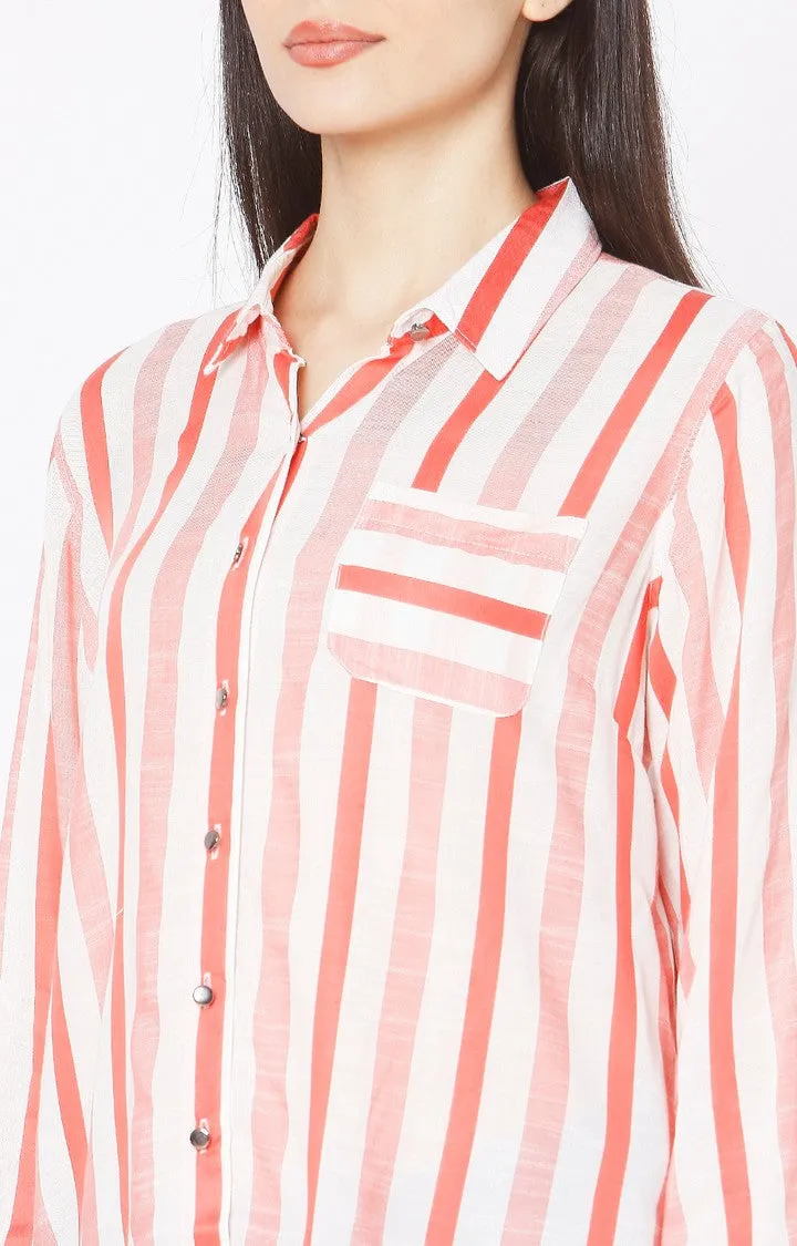 Spykar White Viscose Women Shirts