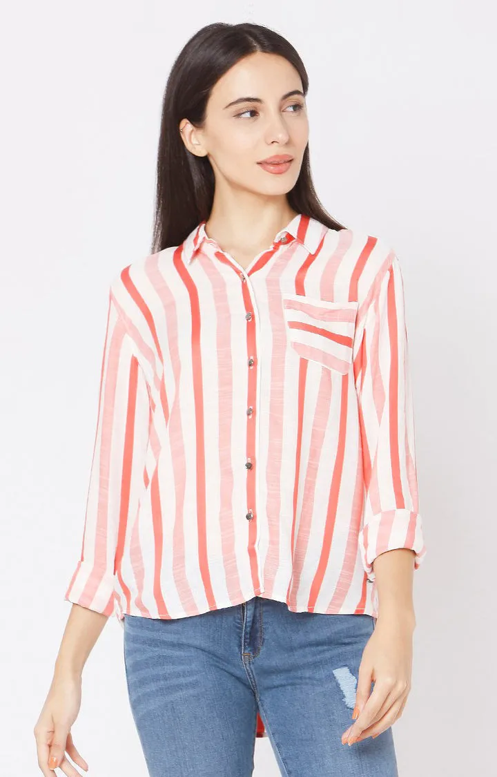 Spykar White Viscose Women Shirts