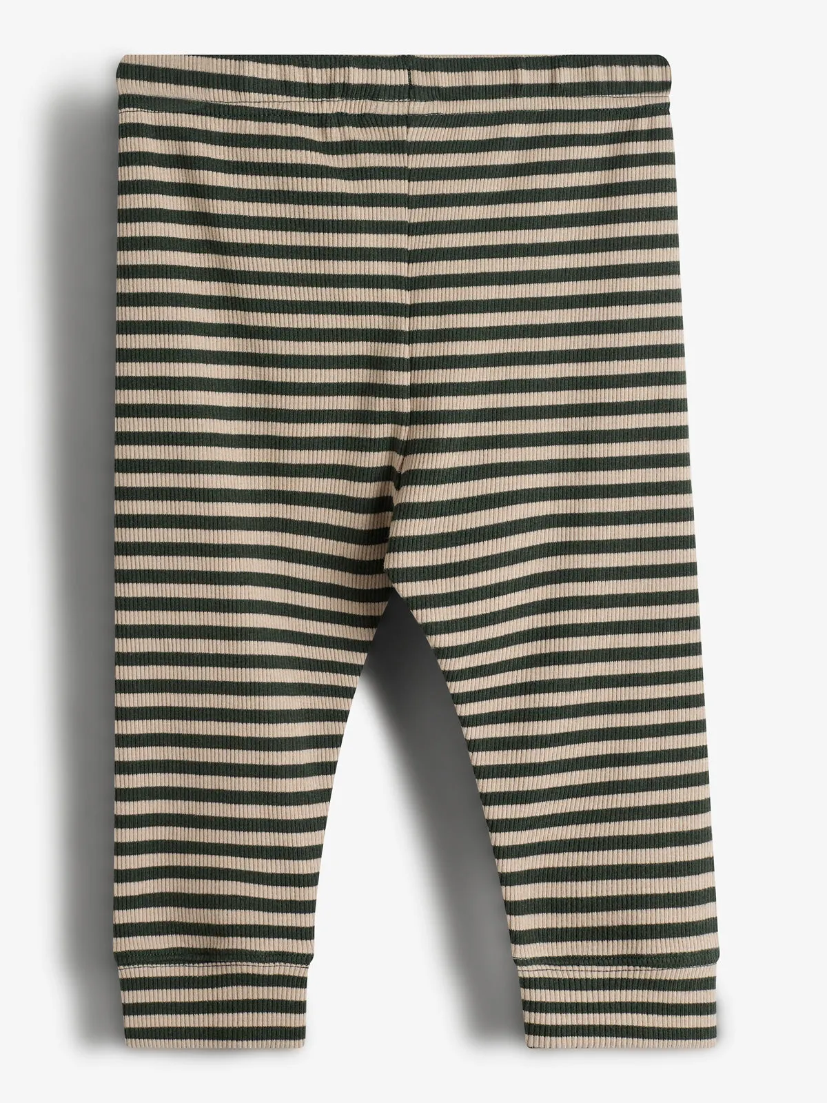 Striped Basic Rib Trousers - Kids - Dark Green/Beige