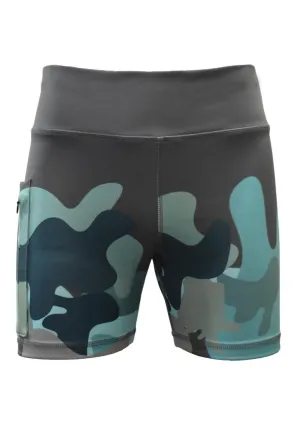 UV Protective Short Leggings/ Bike Shorts/ Skins - Aqua Camo