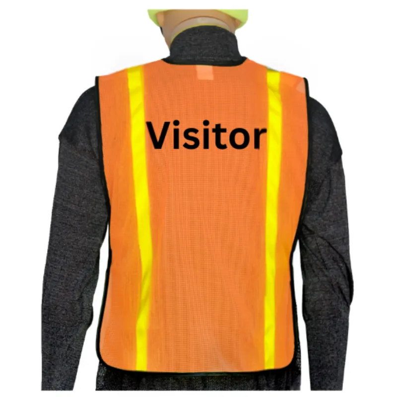 Visitor Hi-Vis Orange Mesh Safety Vest - One Size Fits All