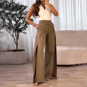 Women's High Waist Pants with Wide Legs