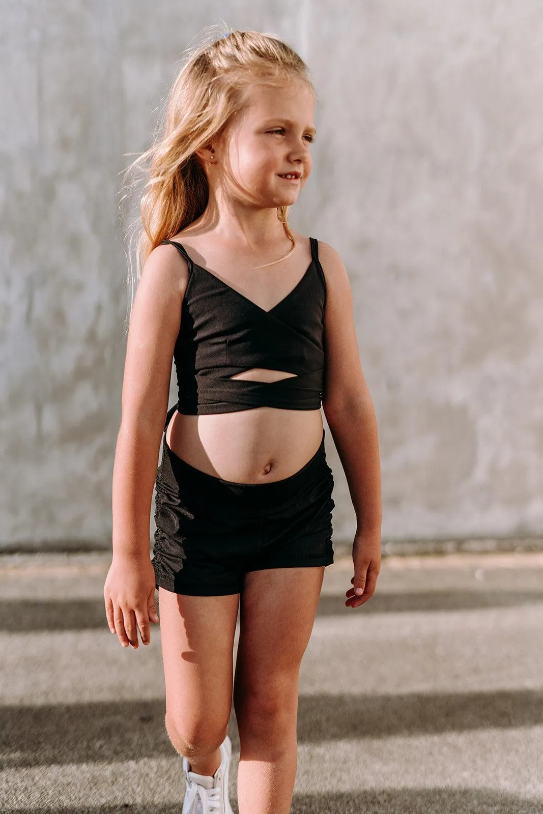 Youth Black Scrunch Side Shorts